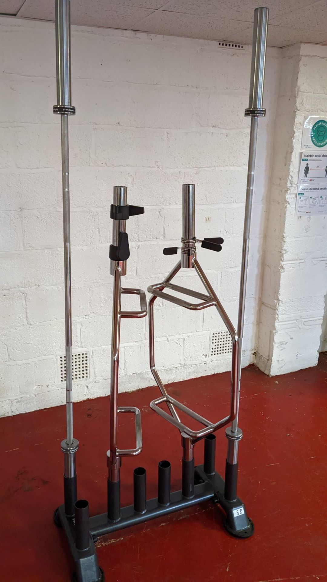 (2) Physical Performance Barbells and (2) Trap Bars with Storage Frame - Image 2 of 5