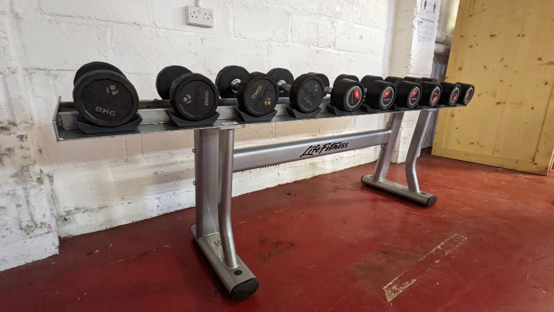 (3 Pairs) Life Fitness Dumbbells and (2 pairs) TuffTech Dumbbells with Life Fitness Rack - Image 5 of 6