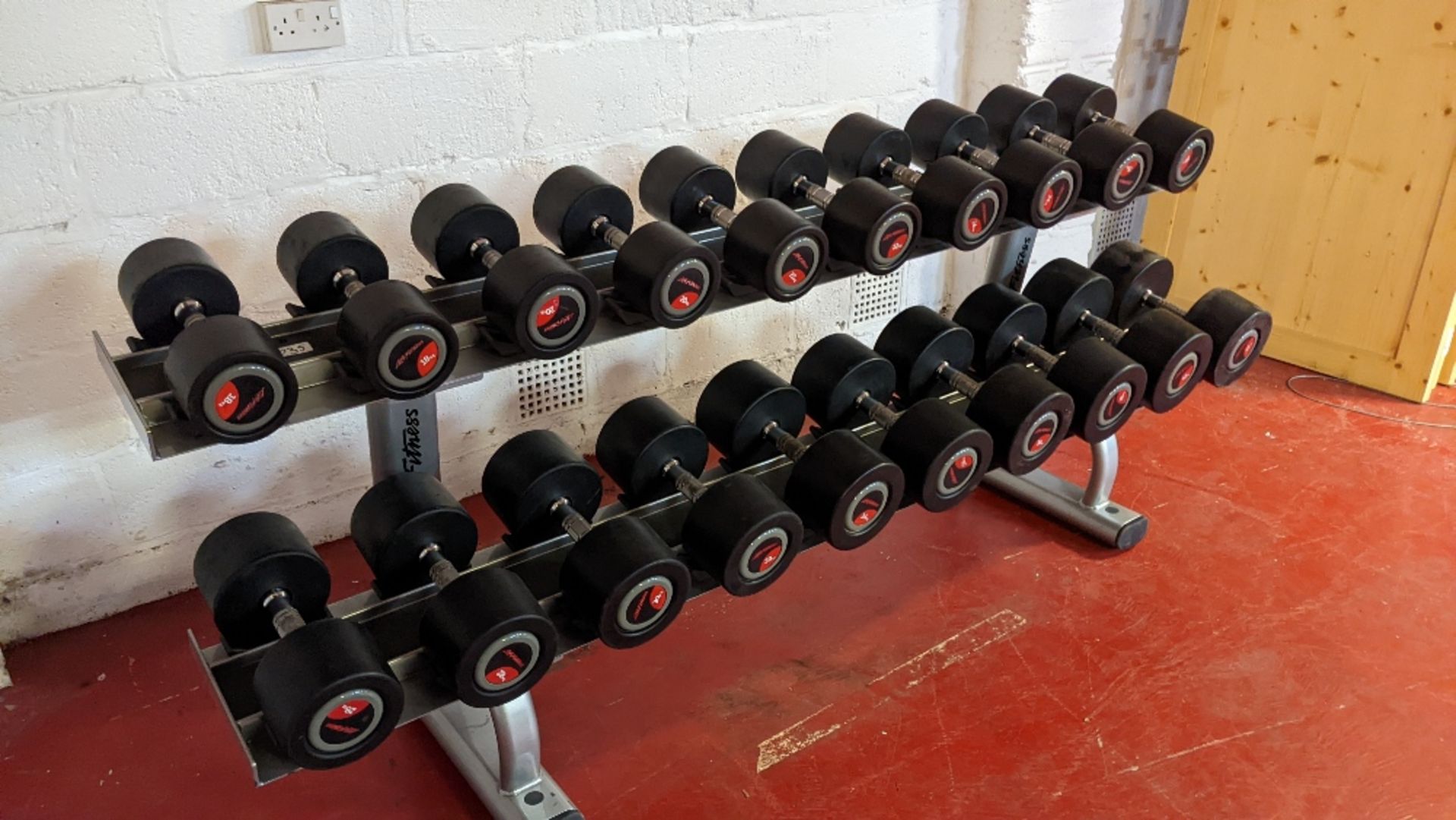 (10 Pairs) Life Fitness Dumbbells With Two Tier Rack - Image 3 of 7