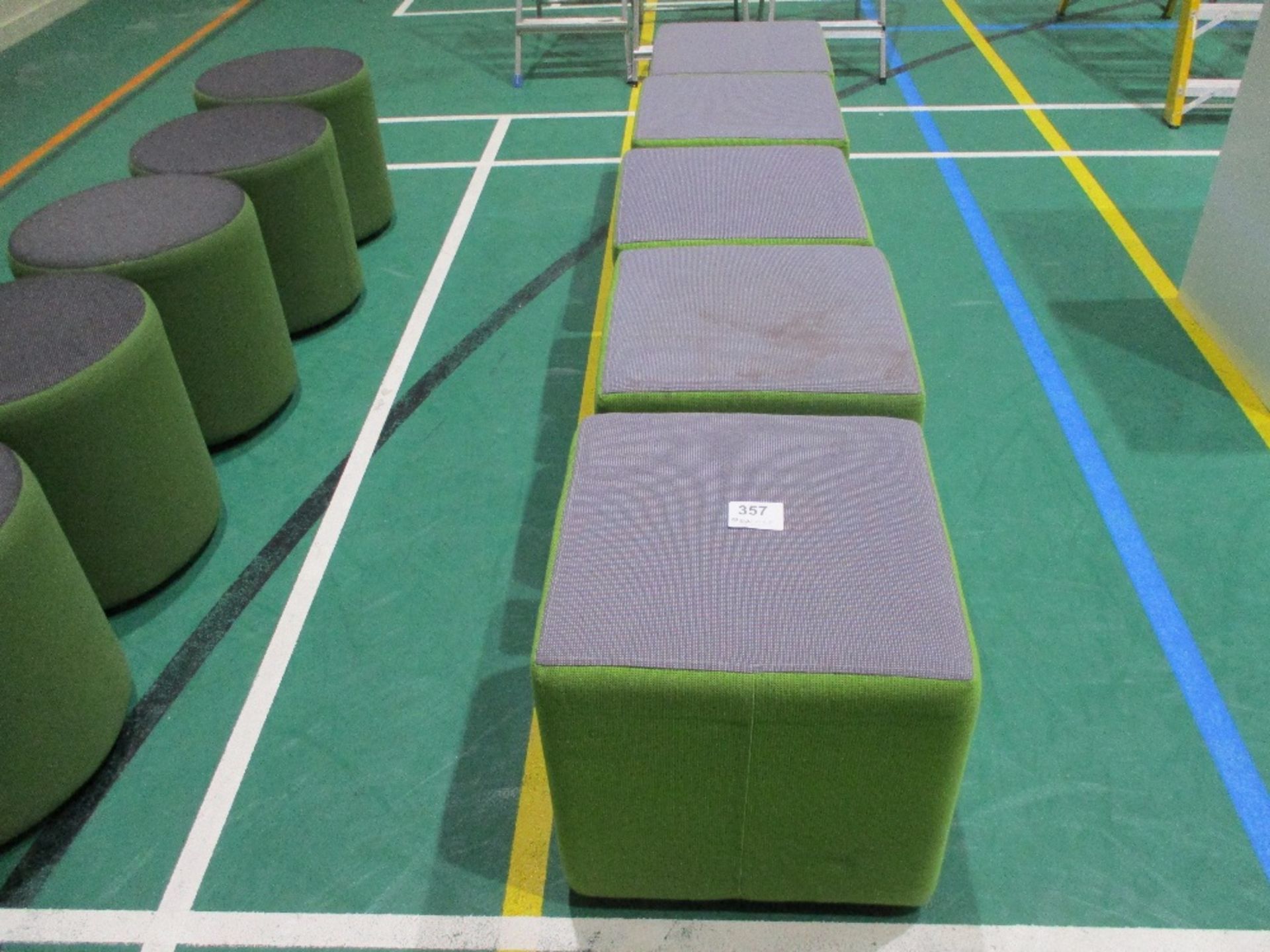 (5) Green/Grey Cube Stools