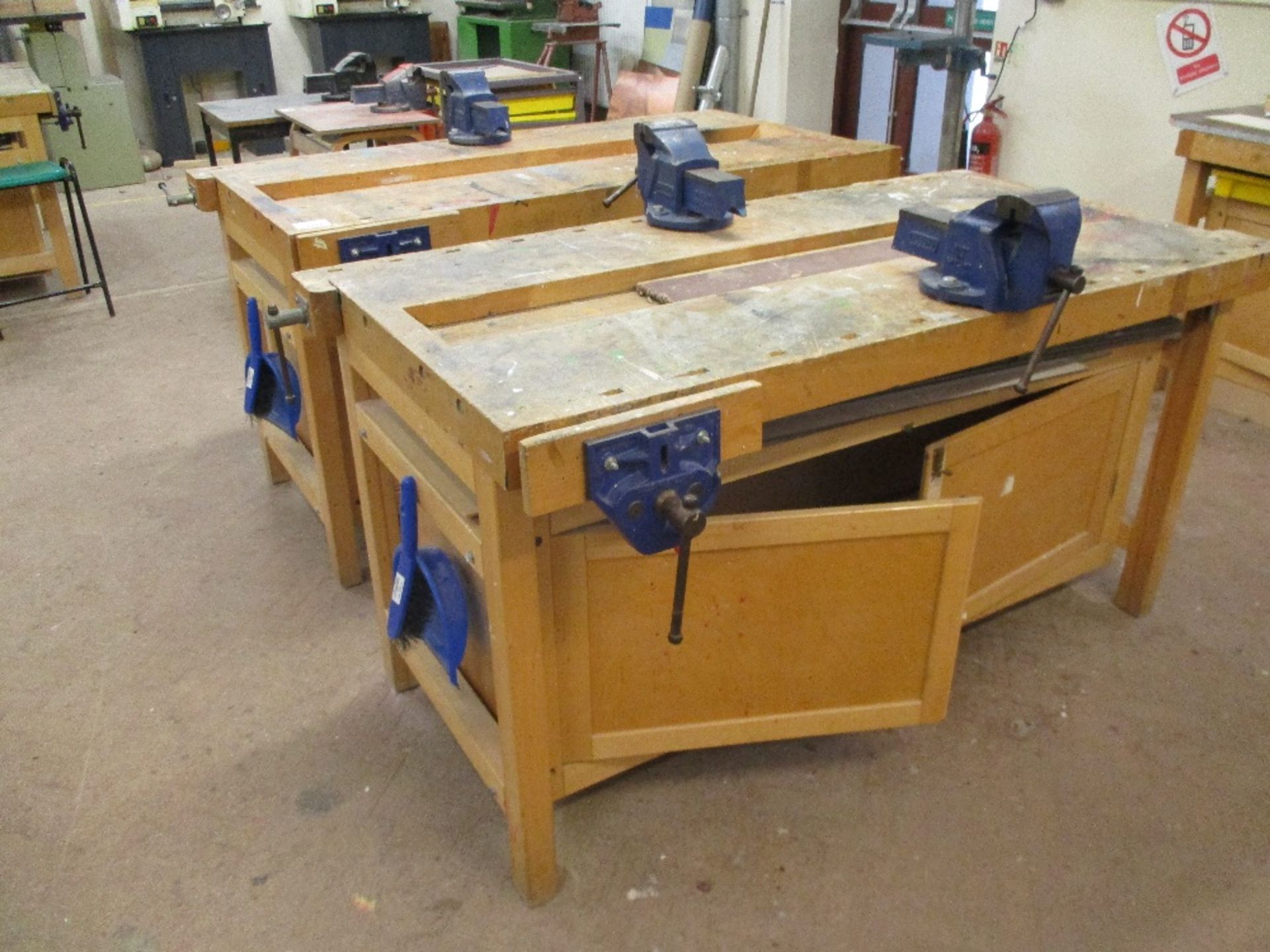 Pair of Wooden Workbenches