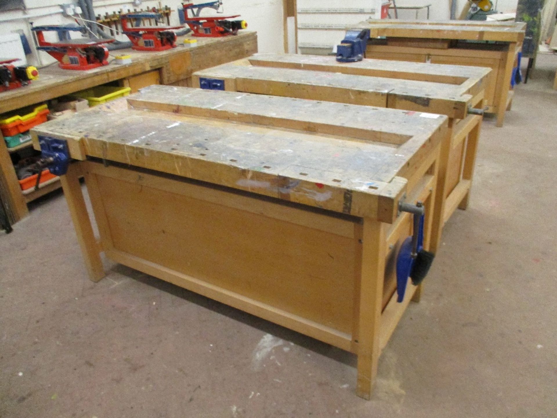 Pair of Wooden Workbenches