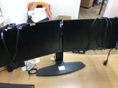 (2) Hanns-G Computer Monitors With (1) Dual Monitor Stand