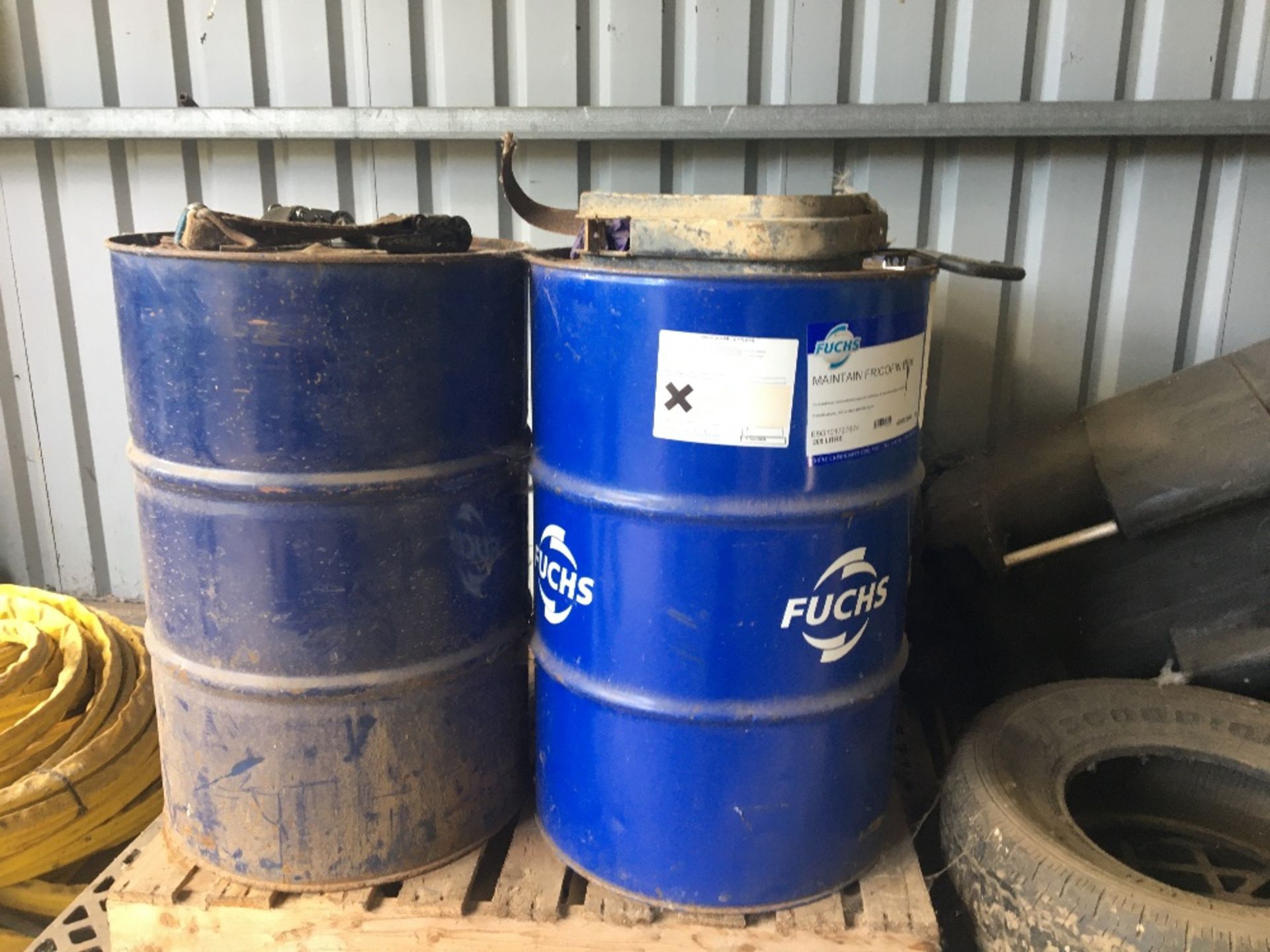 Lot Consiting of Drip Trays, Electric Cable Mobile Storage Container, Oil Drums, Tyres - Image 9 of 11