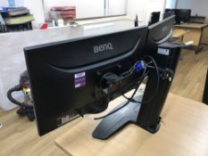 (2) Benq Computer Monitors With (1) Dual Monitor Stand
