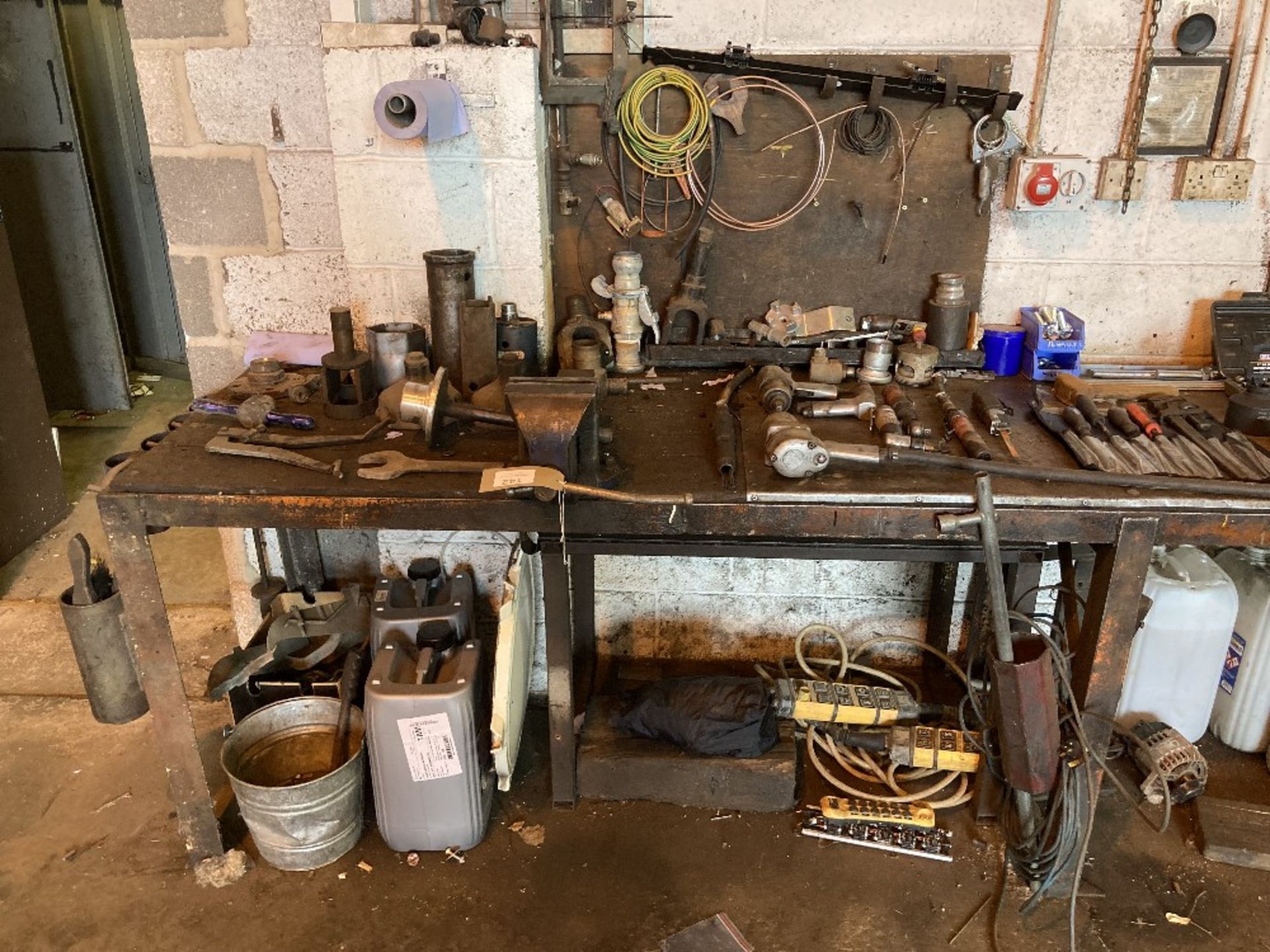 Contents of Workbench to include tools, Vice's, Pillar Drill and more - Image 3 of 17