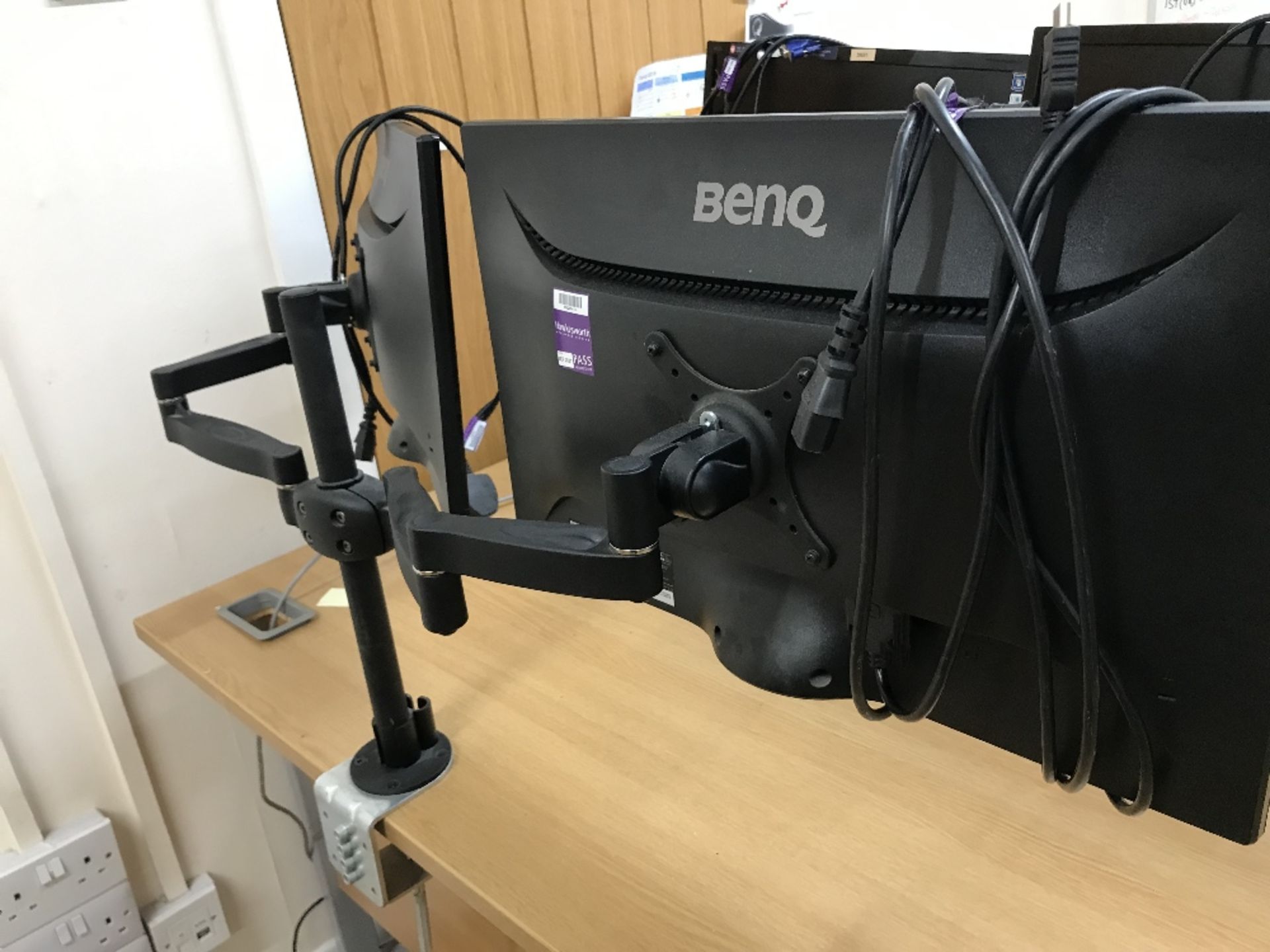 (2) Benq Computer Monitors With (1) Dual Monitor Stand With Table Clamp - Image 3 of 5