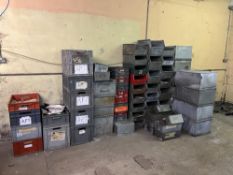 Large quantity of plastic and metal storage bins