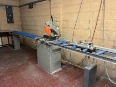 Elumatic pull down cut off saw With roller side tables