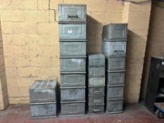 Quantity of metal storage bins
