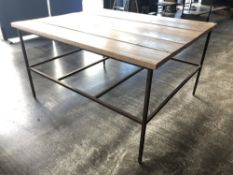 Industrial Style Steel Framed / Wooden Planks Square Table