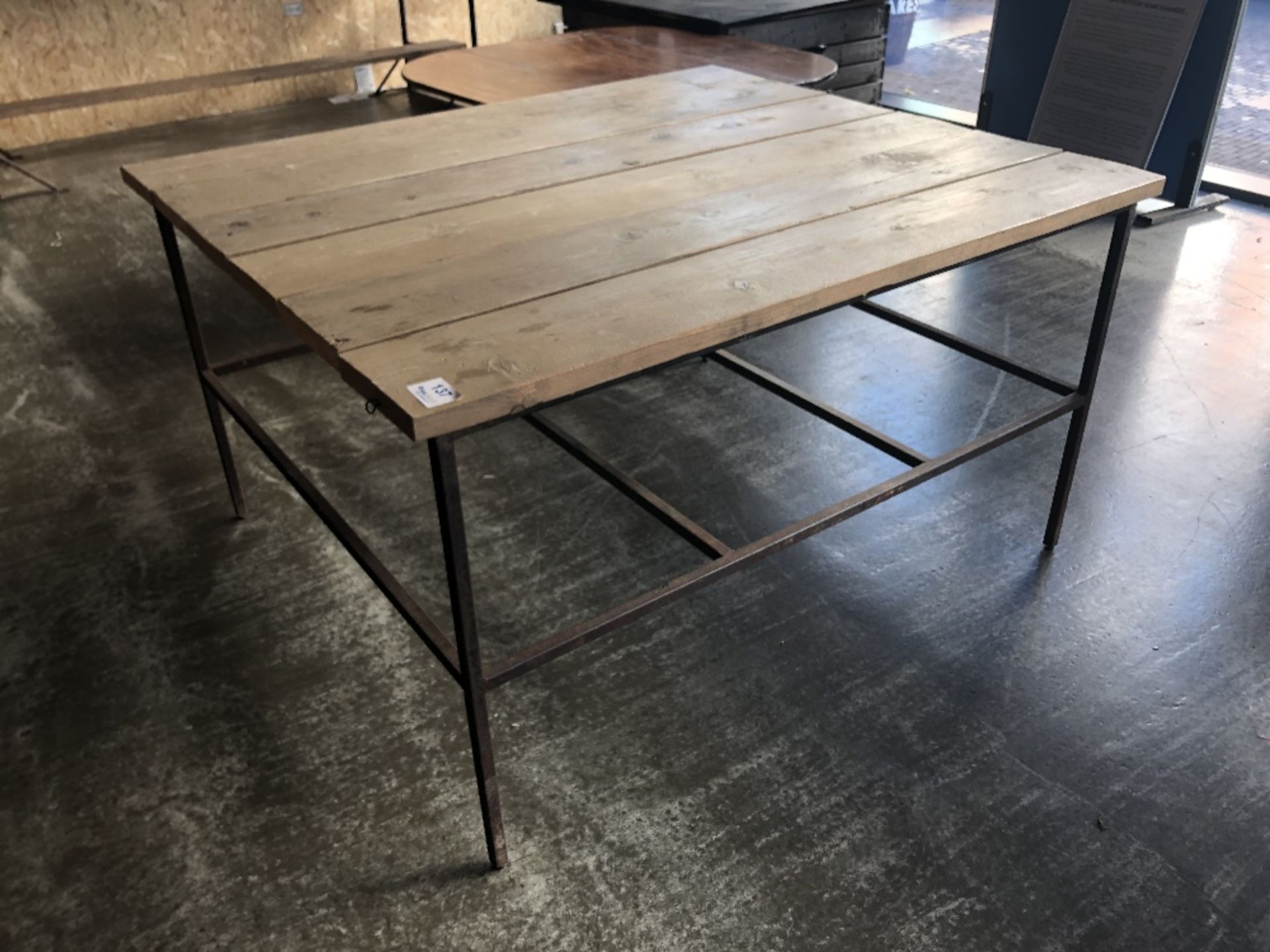 Industrial Style Steel Framed / Wooden Planks Square Table - Image 3 of 3
