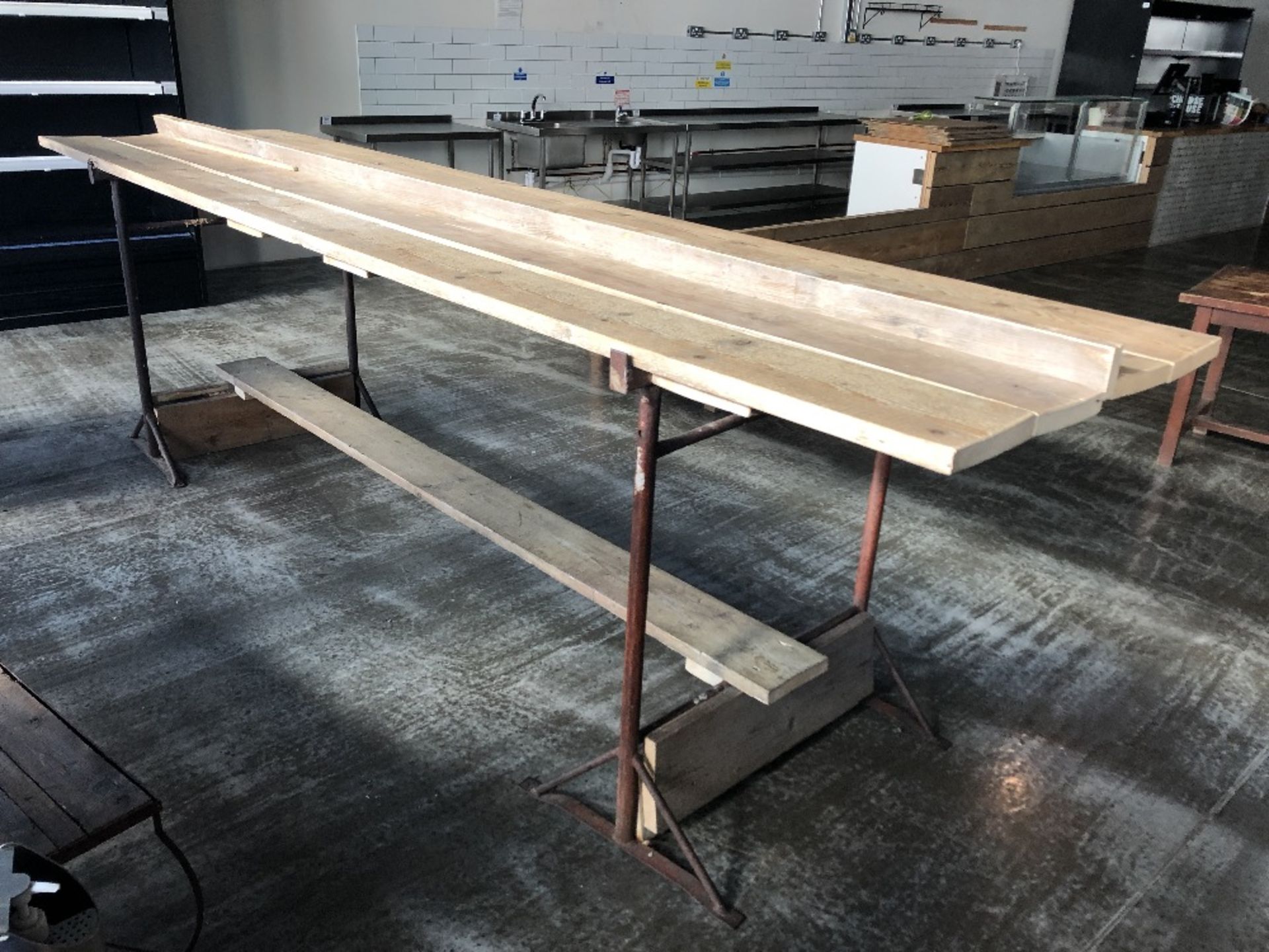 Industrial Style Steel Framed / Wooden Planks High Bar Table