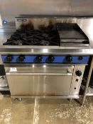 Blue Seal G56CF Stainless Steel Four Burner Range Oven With 300mm Smooth Griddle