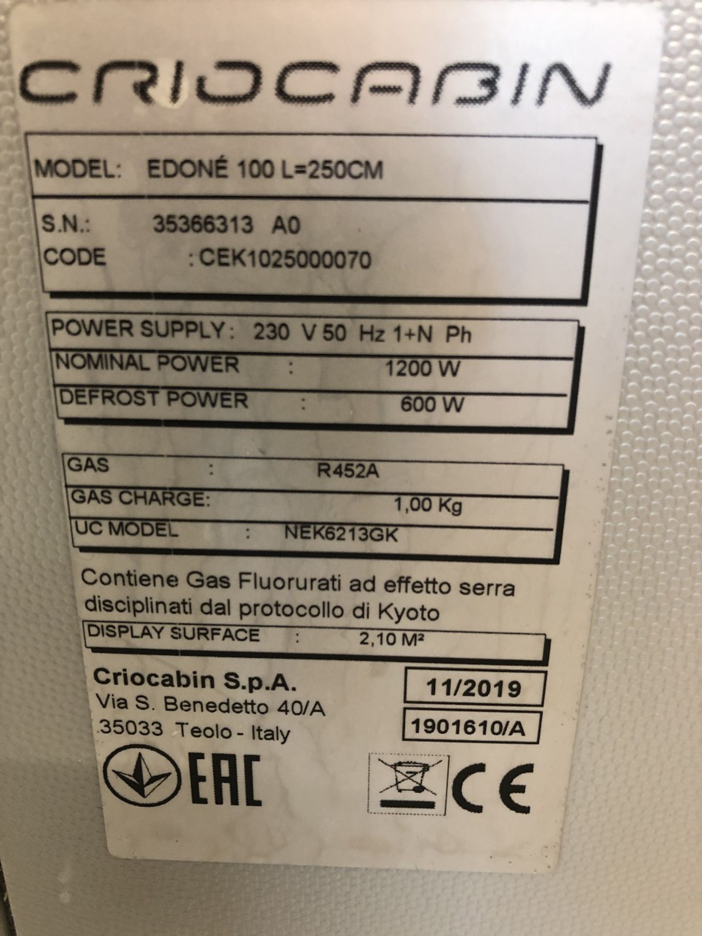 Criocabin Edone 100 Serve Over Counter Refrigerator - Image 8 of 8