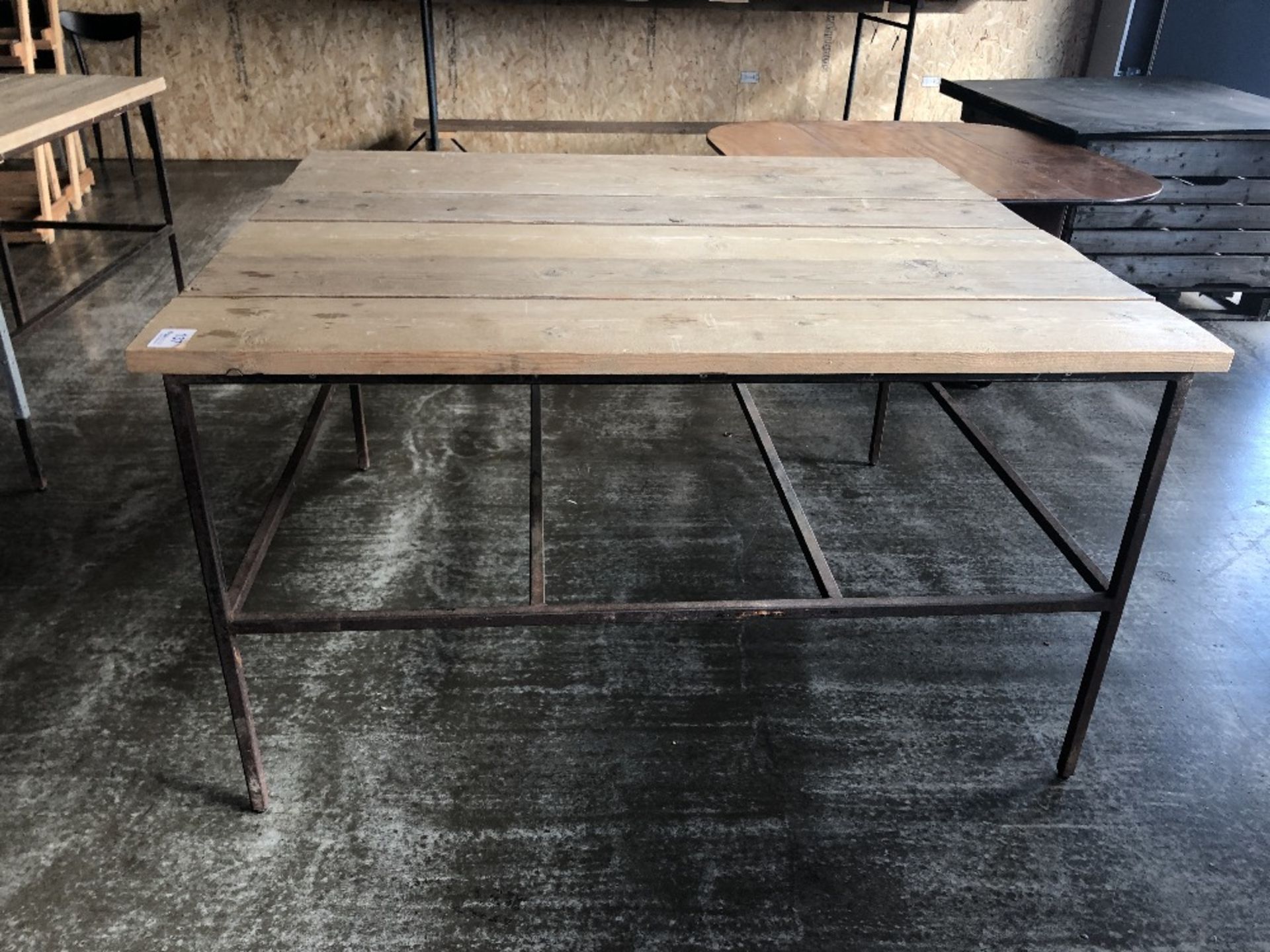 Industrial Style Steel Framed / Wooden Planks Square Table - Image 2 of 3