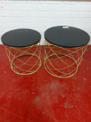 Coffee Table Set - Metal Frame, Wooden Top