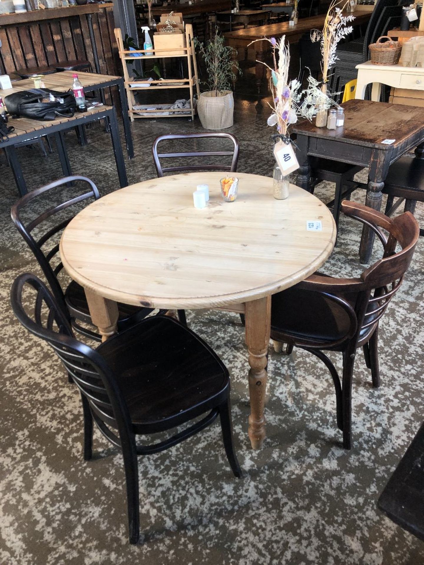 Circular Pine Dining Table with (4) Chairs - Image 2 of 3