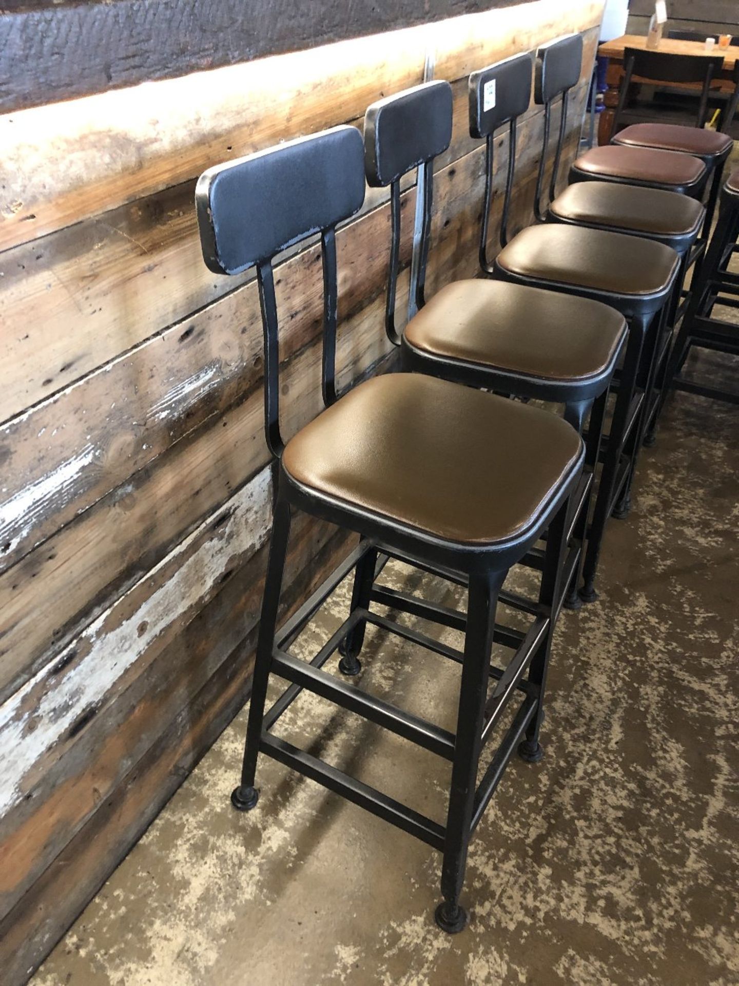 (4) High Backed Steel Framed / Leather Seat Bar Stools - Image 3 of 3