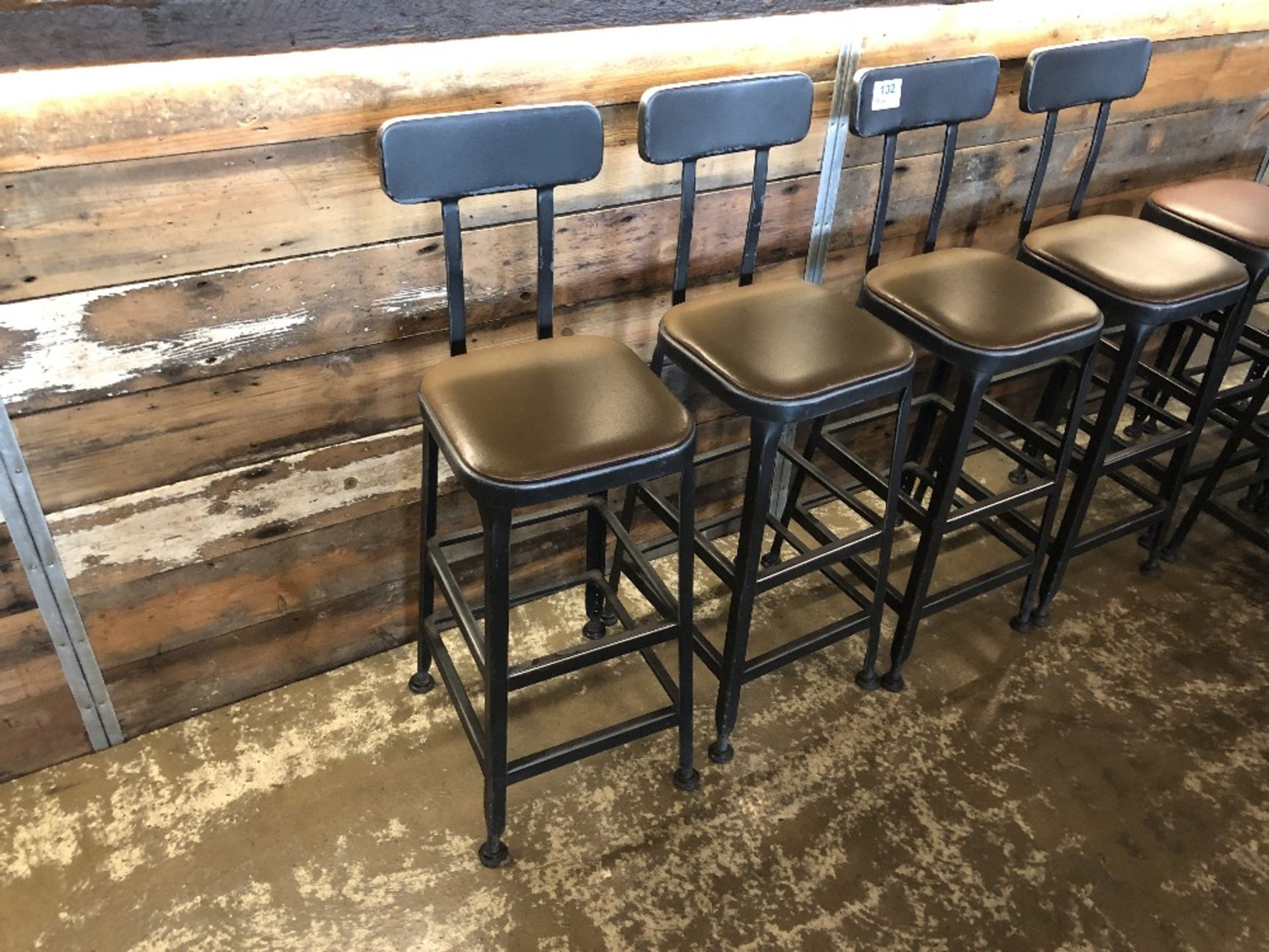 (4) High Backed Steel Framed / Leather Seat Bar Stools - Image 2 of 3