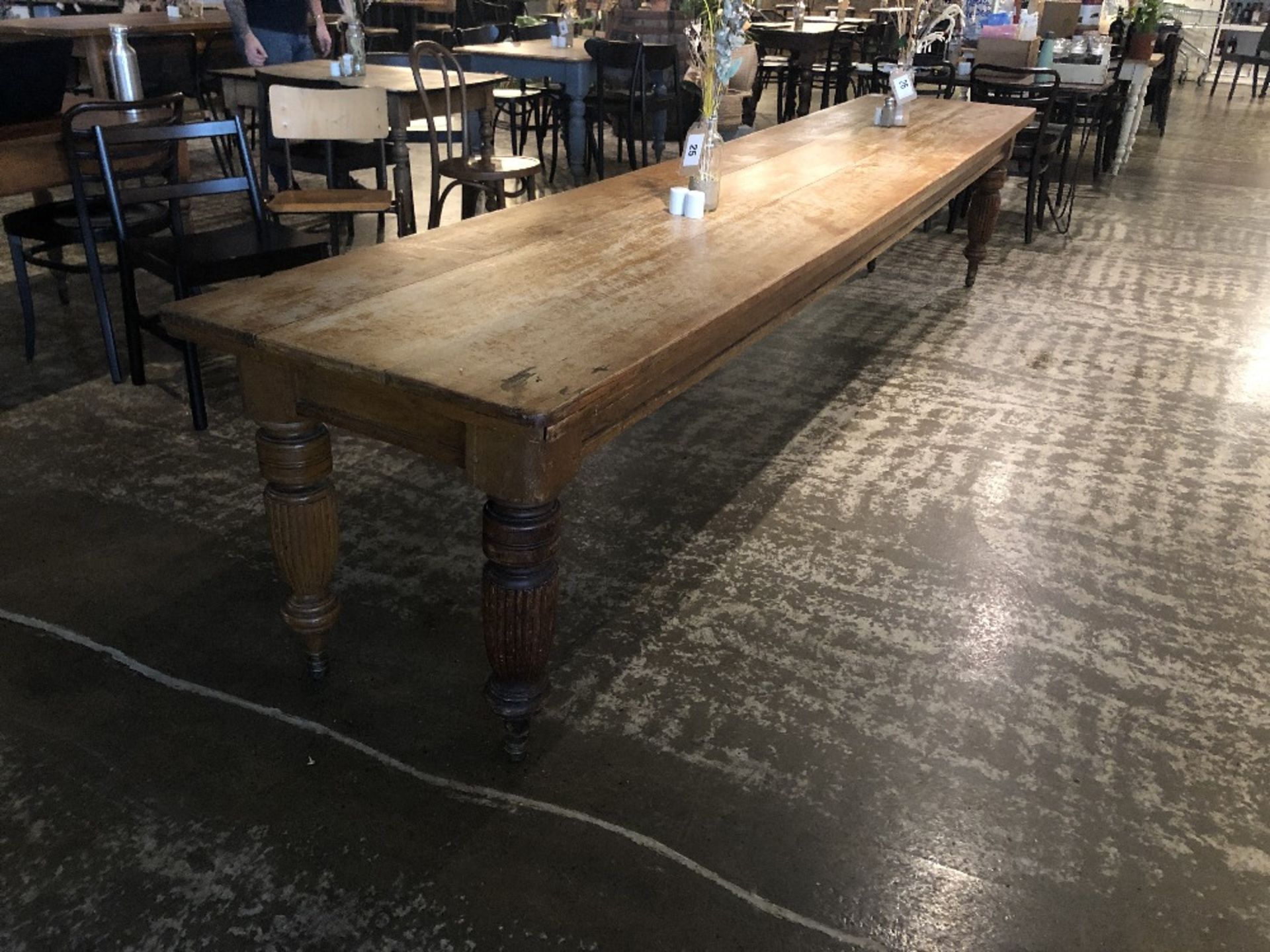 Rectangular Solid Wood 12' Dining Table - Image 2 of 3