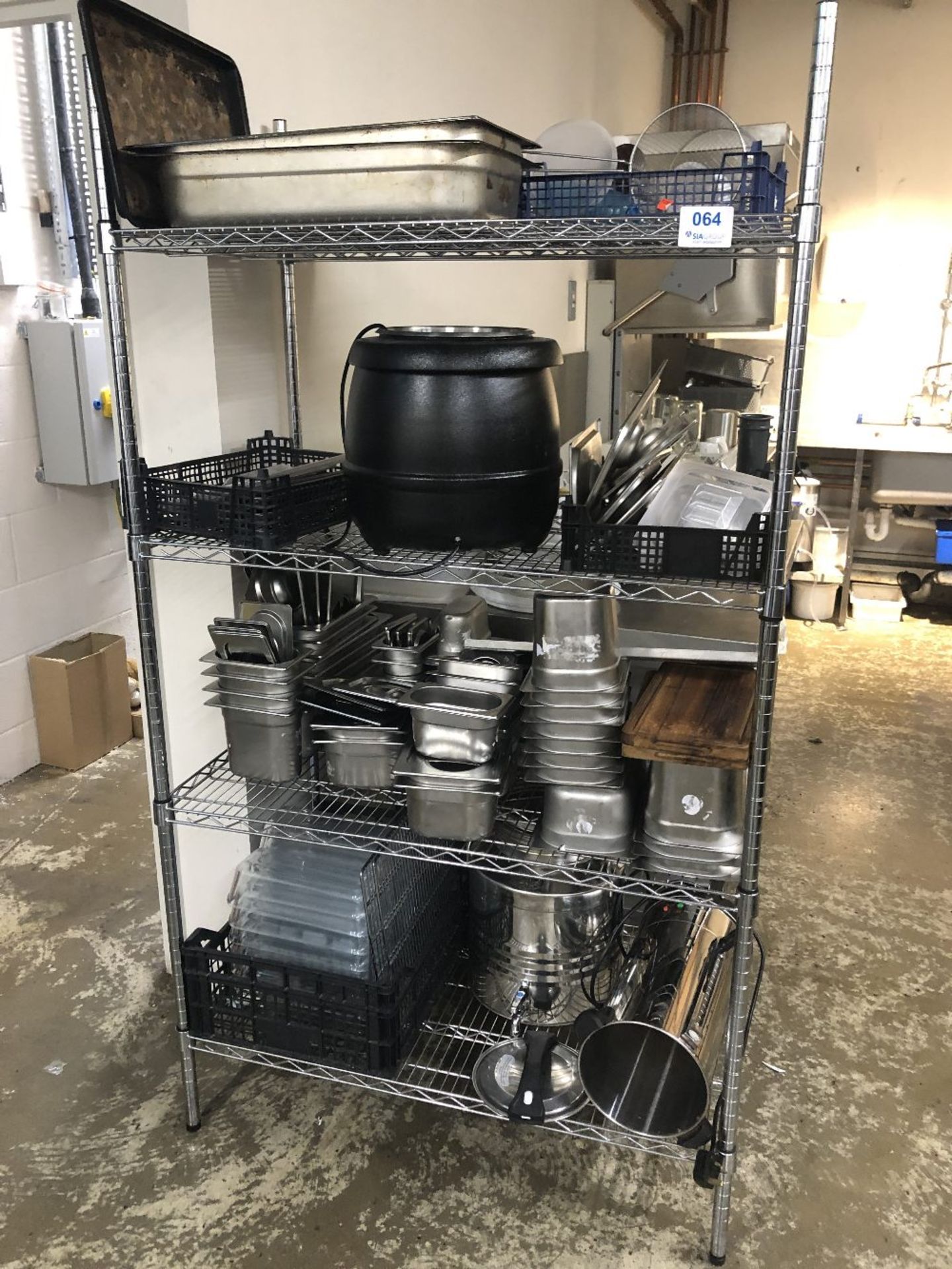 Four Tier Chrome Wire Rack & Contents to Include: