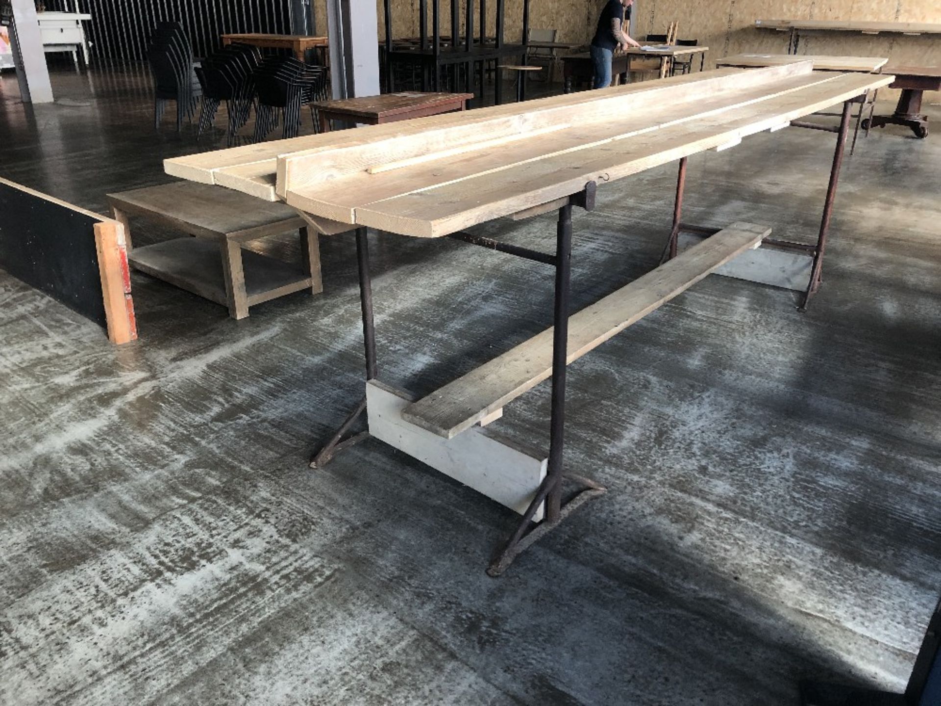 Industrial Style Steel Framed / Wooden Planks High Bar Table - Bild 2 aus 5