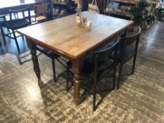 Rectangular Solid Wood Dining Table with (4) Chairs