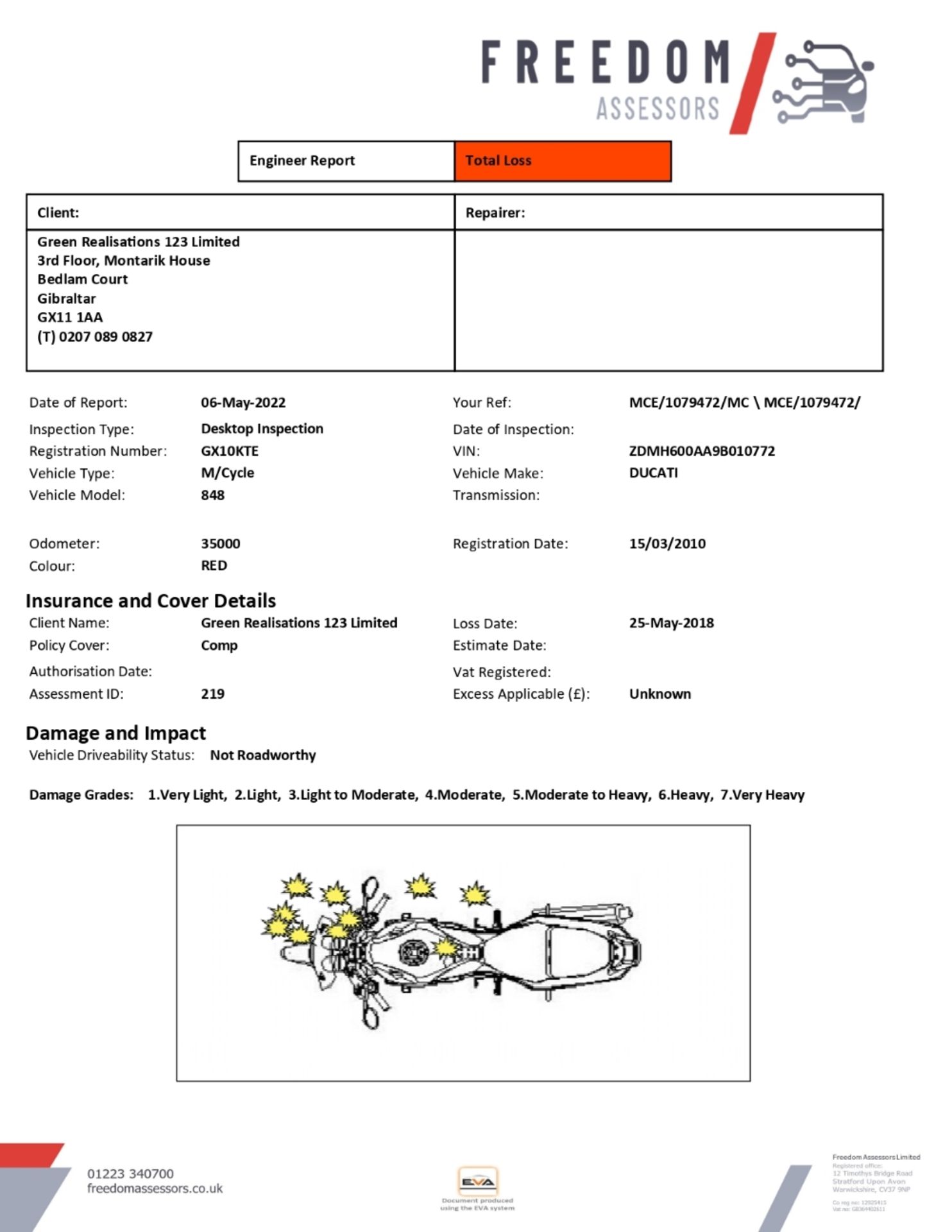 GX10 KTE Ducati 848 Motorcycle - Image 19 of 36