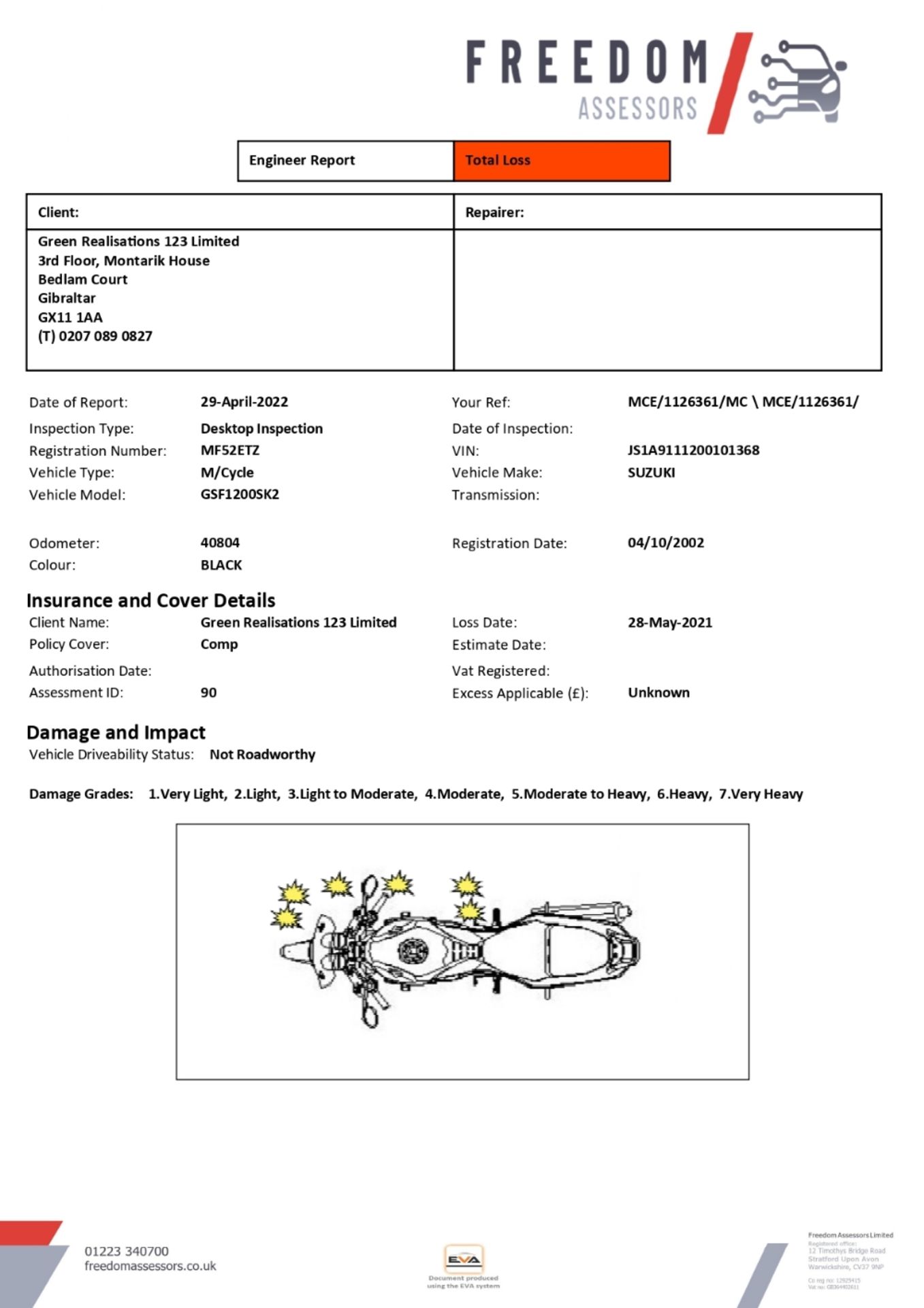 MF52 ETZ Suzuki GSF1200SK2 Motorcycle - Image 15 of 21