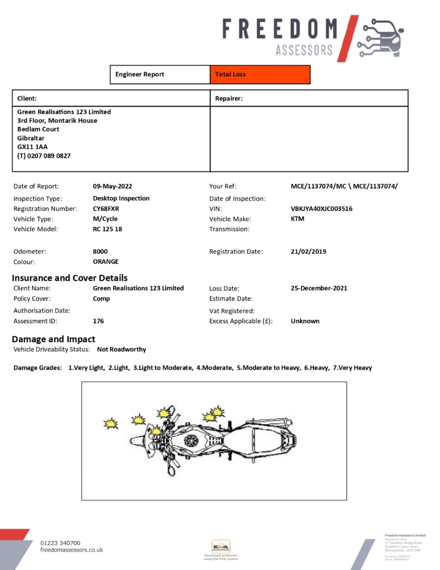 CY68 FXR KTM RC 125 18 Motorcycle - Image 10 of 24