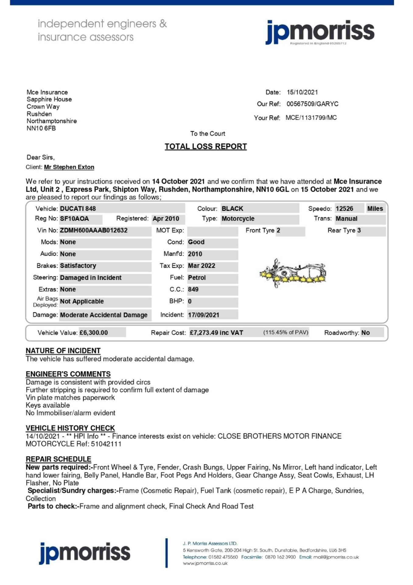 SF10 AOA Ducati 848 Motorcycle - Image 13 of 19