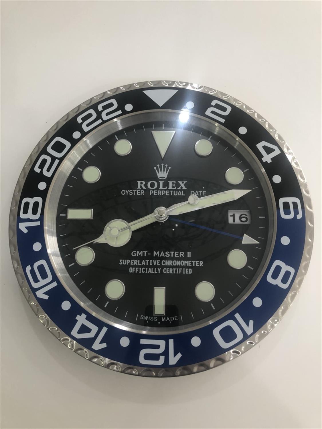 Rolex-style GMT Master II "Batman" 24h Wall Clock - Image 3 of 3