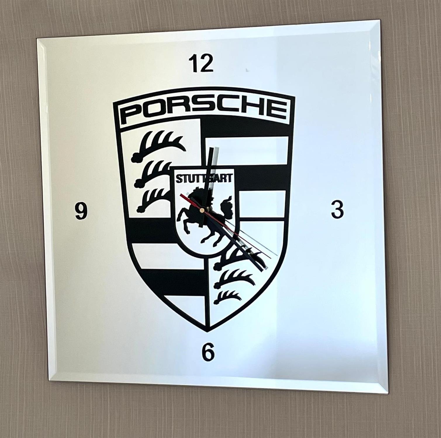 Large Porsche Shield Mirrored Wall Clock - Image 4 of 4