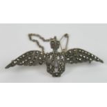 WWII Silver and Marcasite RAF 'Wings' Sweetheart Brooch