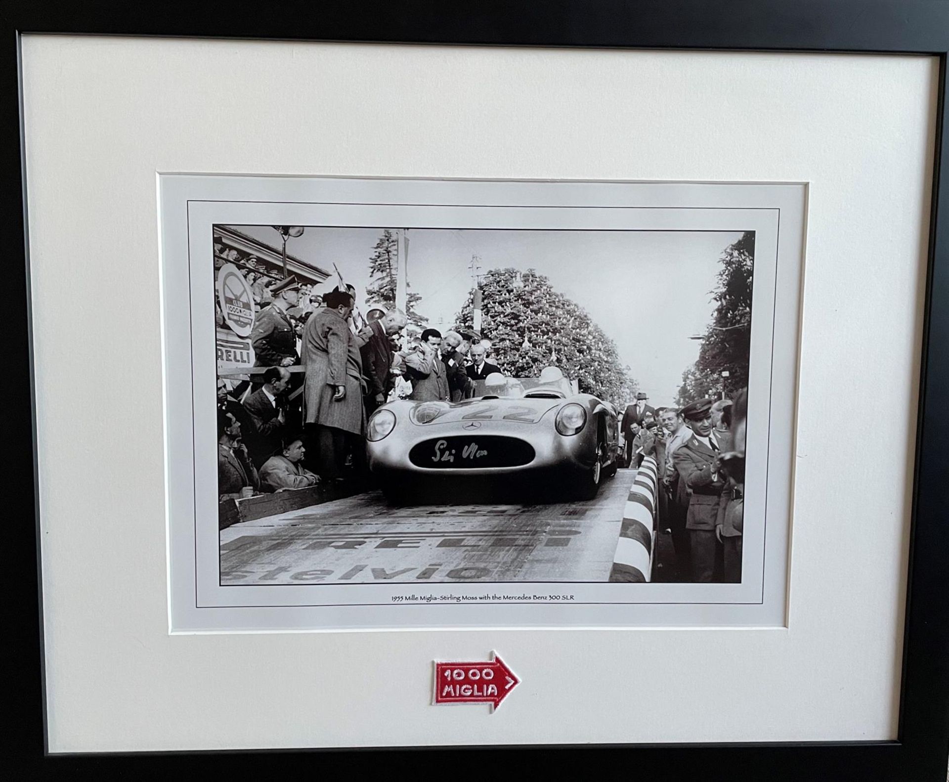 Stirling Moss Signed 1955 Mille Miglia Framed Photo