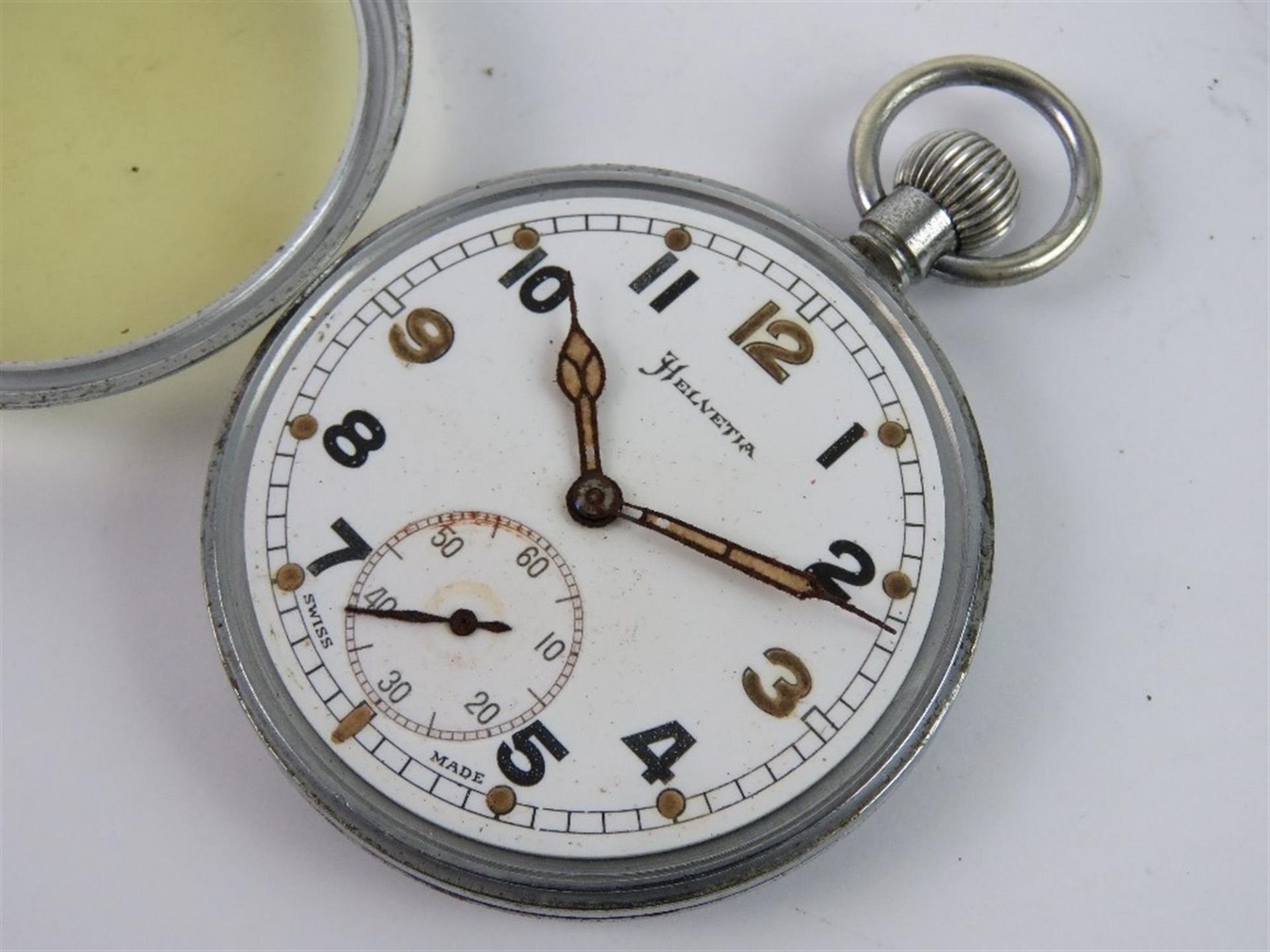A WWII Military Pocket Watch and Waltham Military Stopwatch - Image 3 of 8