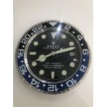 Rolex-style GMT Master II "Batman" 24h Wall Clock