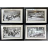 Historic Motorsport. Four B/W Framed Photographs