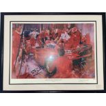 'Ferrari Team Practice' by Craig Warwick signed by Michael Schumacher