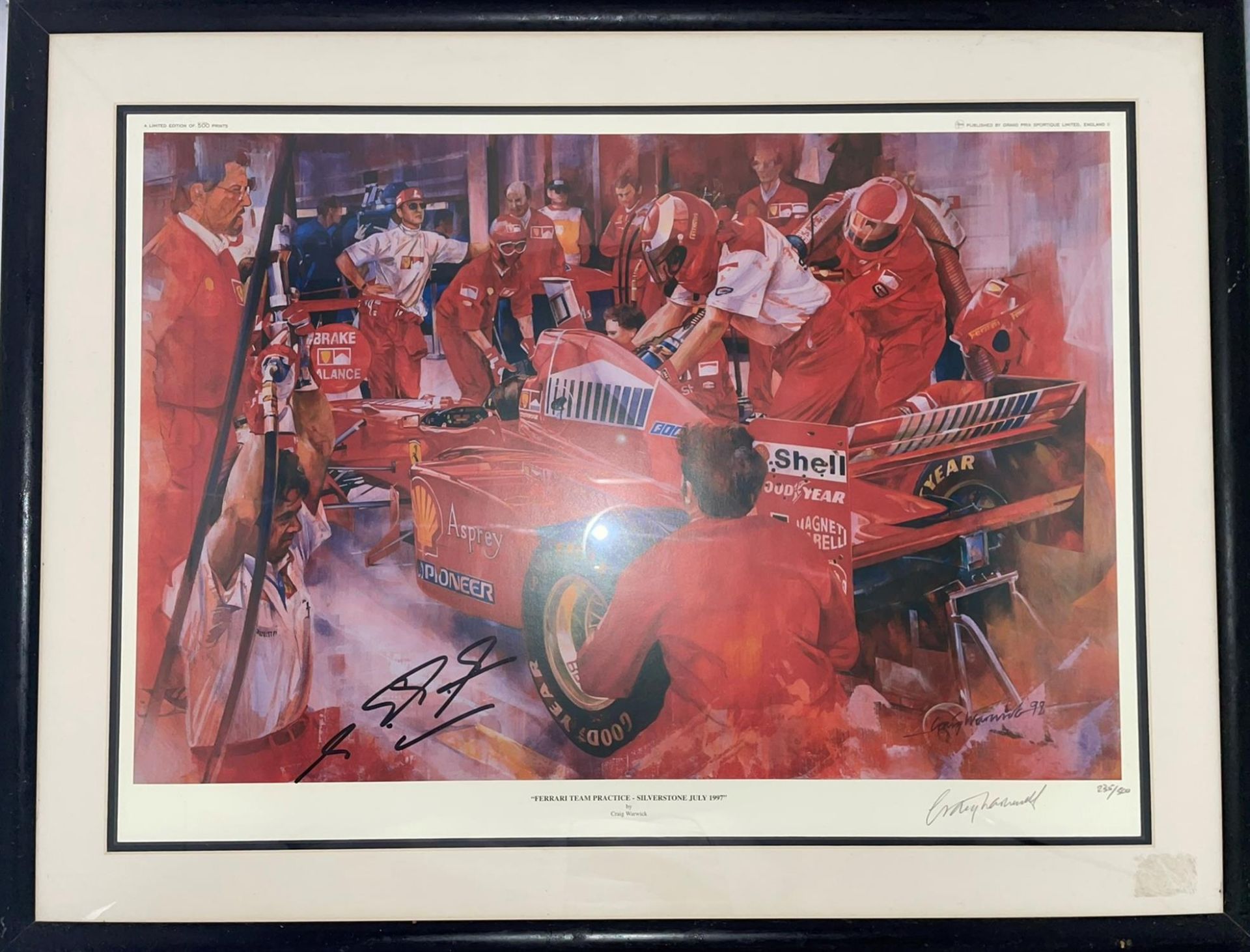 'Ferrari Team Practice' by Craig Warwick signed by Michael Schumacher