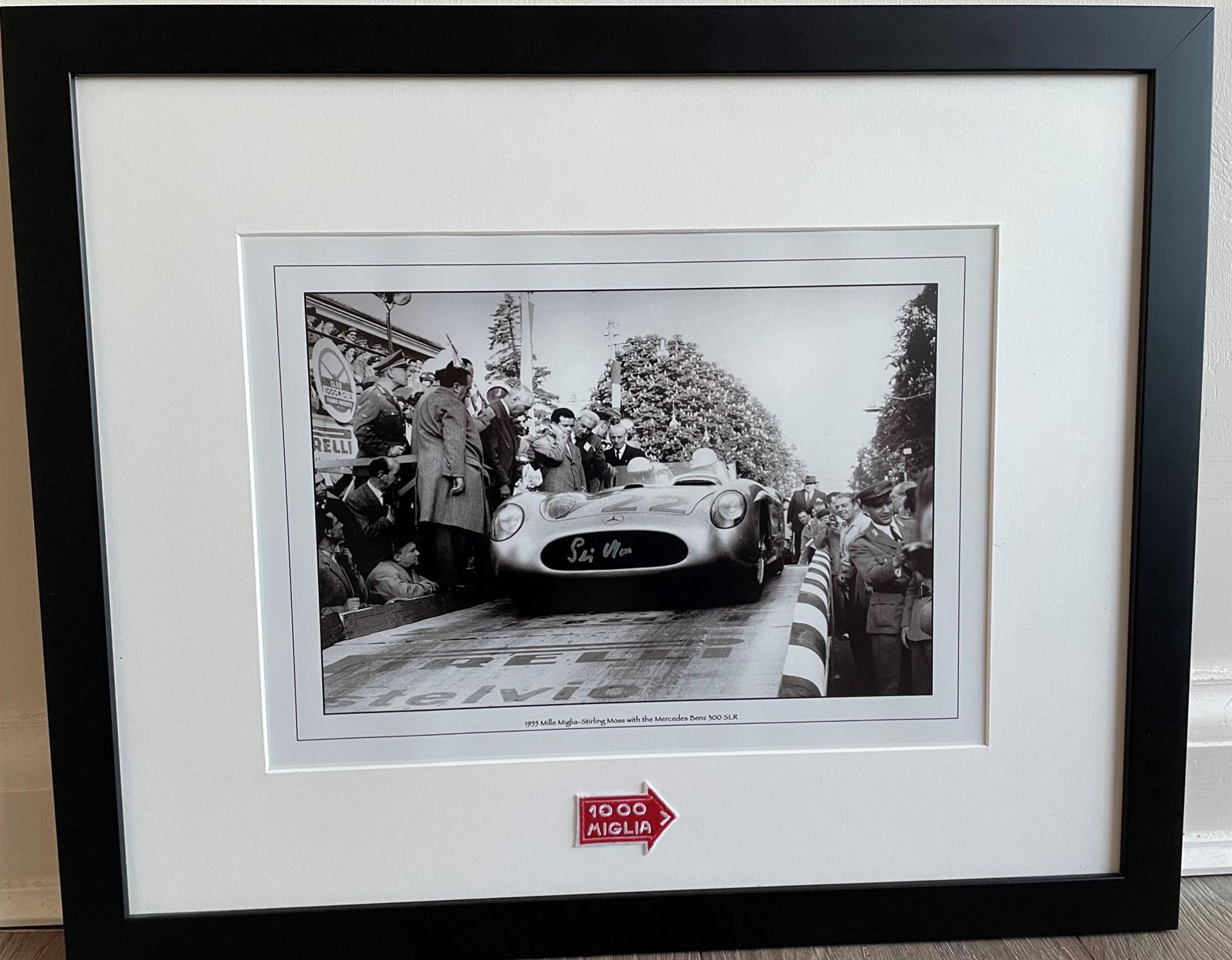 Stirling Moss Signed 1955 Mille Miglia Framed Photo - Image 2 of 4