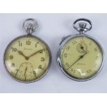 A WWII Military Pocket Watch and Waltham Military Stopwatch