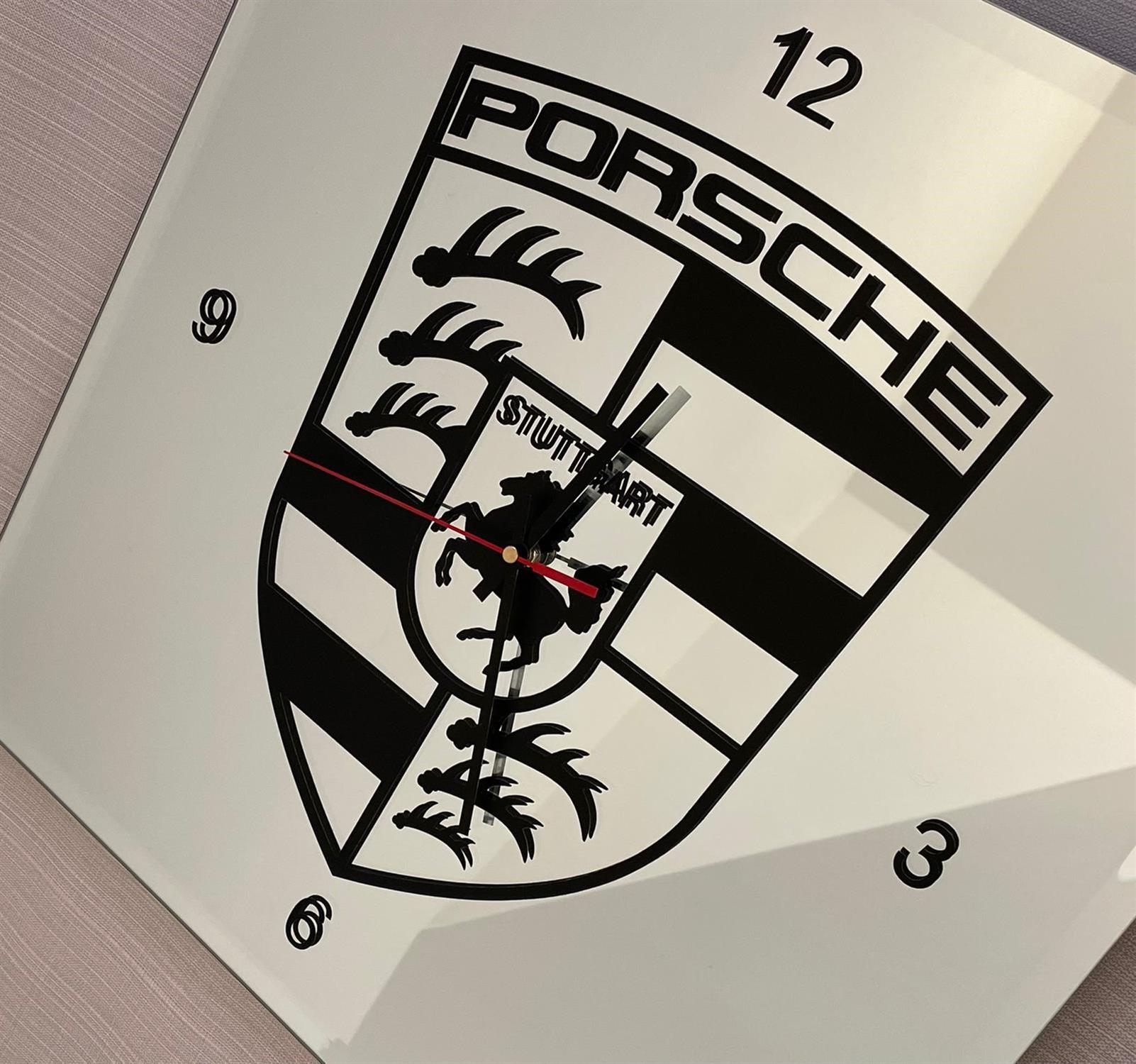 Large Porsche Shield Mirrored Wall Clock - Image 3 of 4