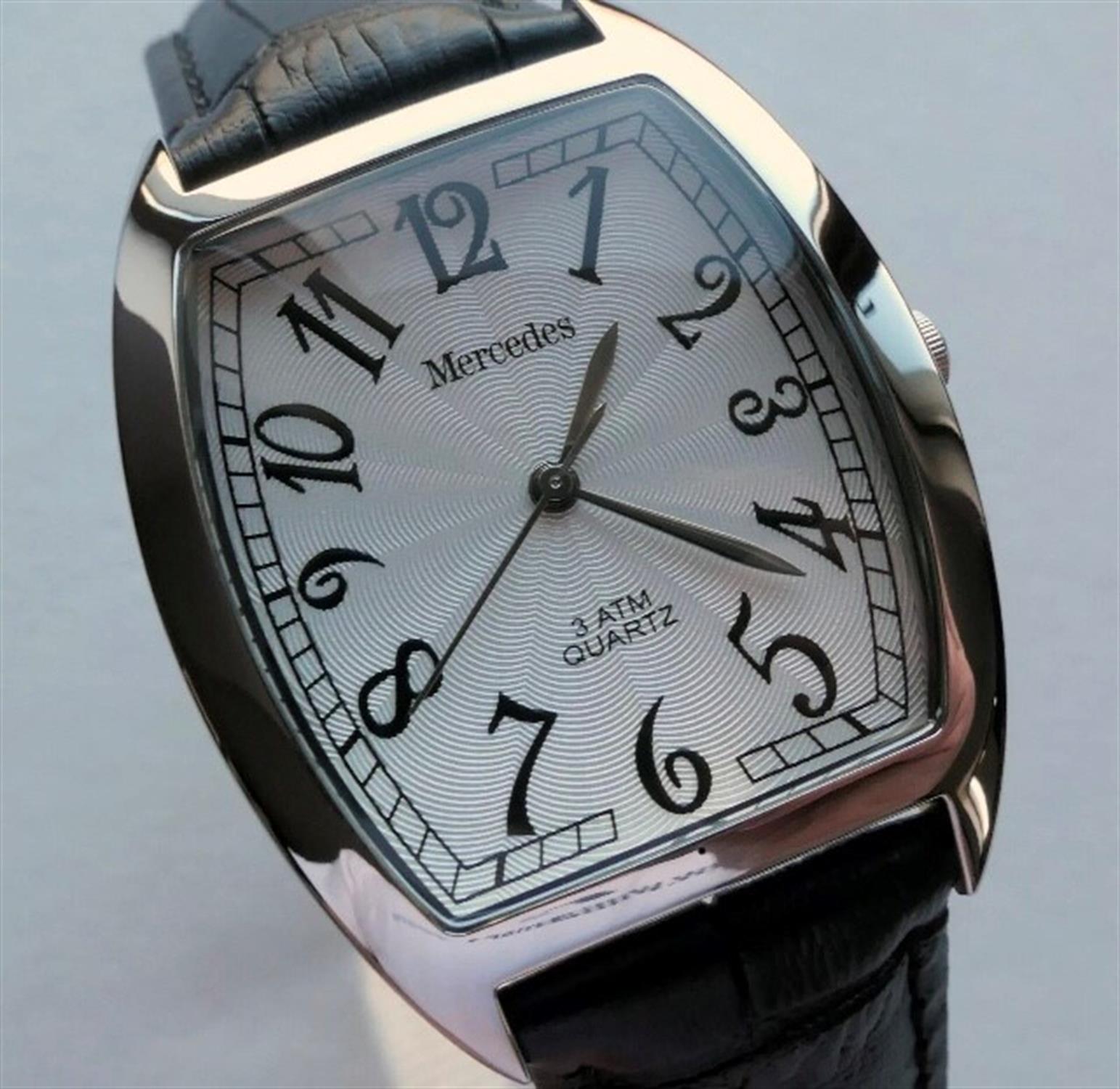 A superb and rare Mercedes Benz Art Deco style tonneau-case 'his or hers' wristwatch C2010. - Image 2 of 10