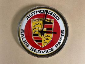 Porsche Style "Authorised Sales Service Parts" Wall Clock