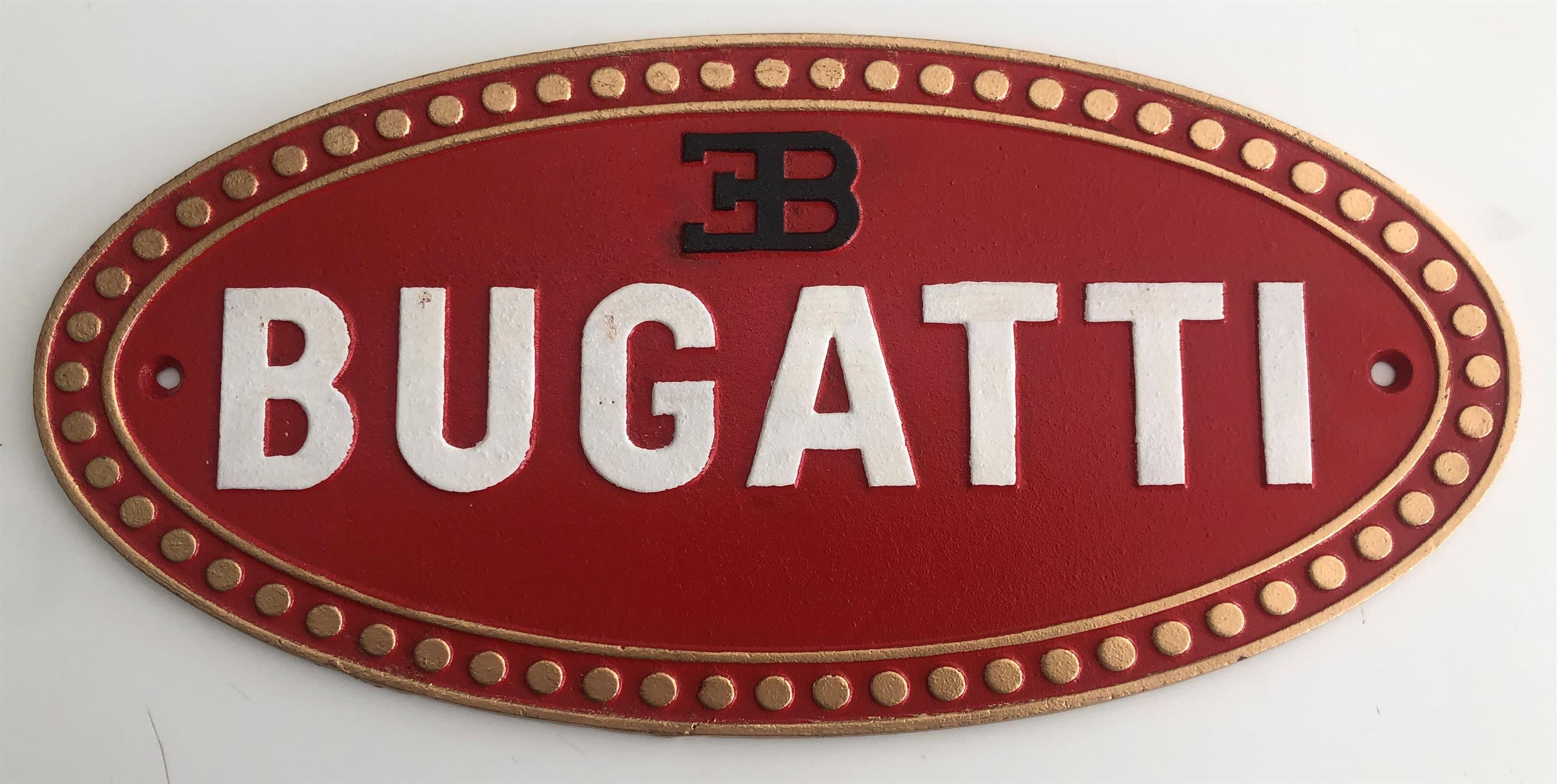 Compact Bugatti Cast and Hand Painted Wall Sign