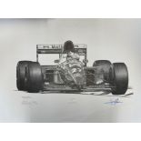 Limited Edition Signed Print Depicting Jean Alesi's Ferrari at the 1993 Italian Grand Prix