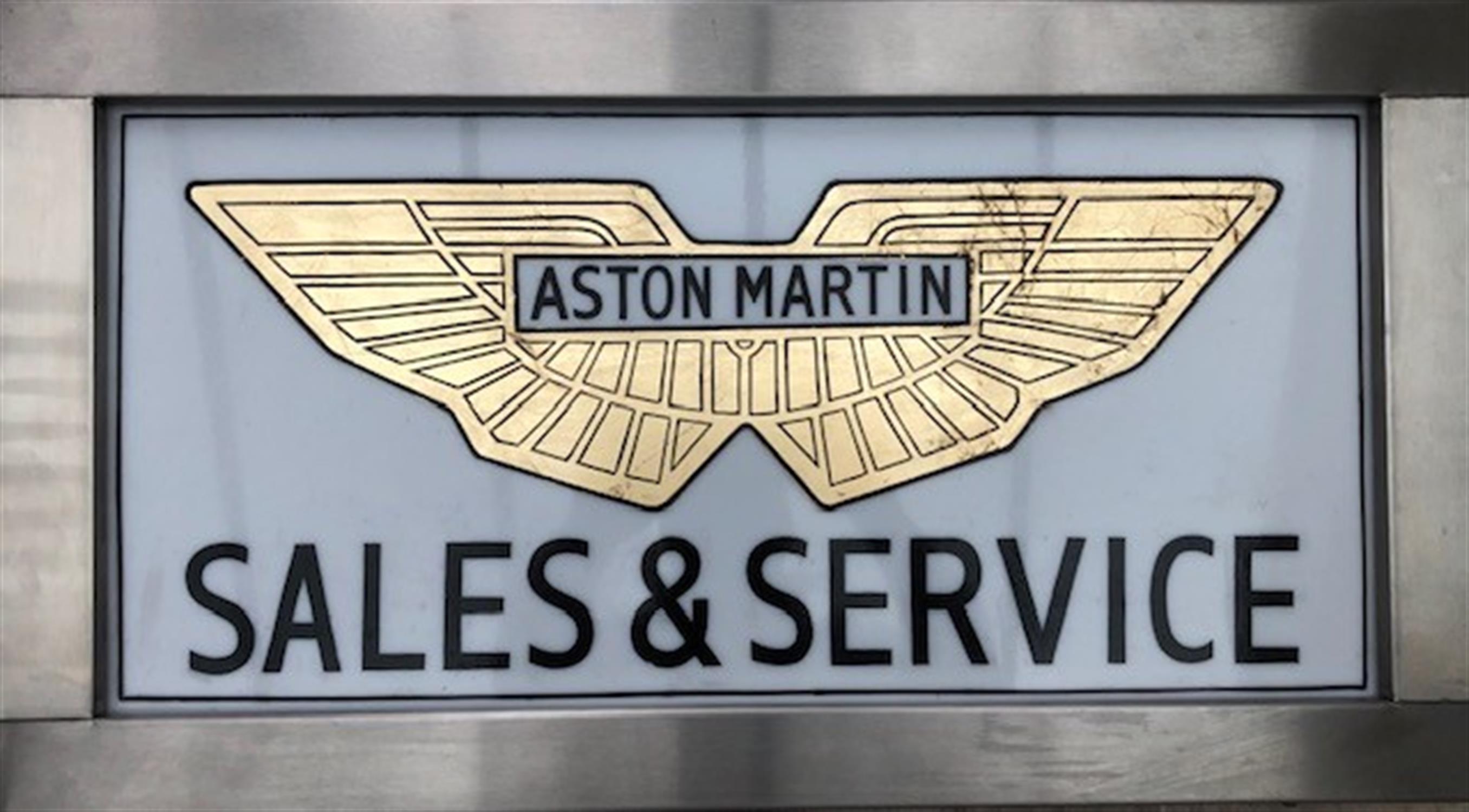 A rare sign-written Aston Martin 'Sales & Service' Dealership-Type Advertising Back-Lit Box Sign. - Image 2 of 4