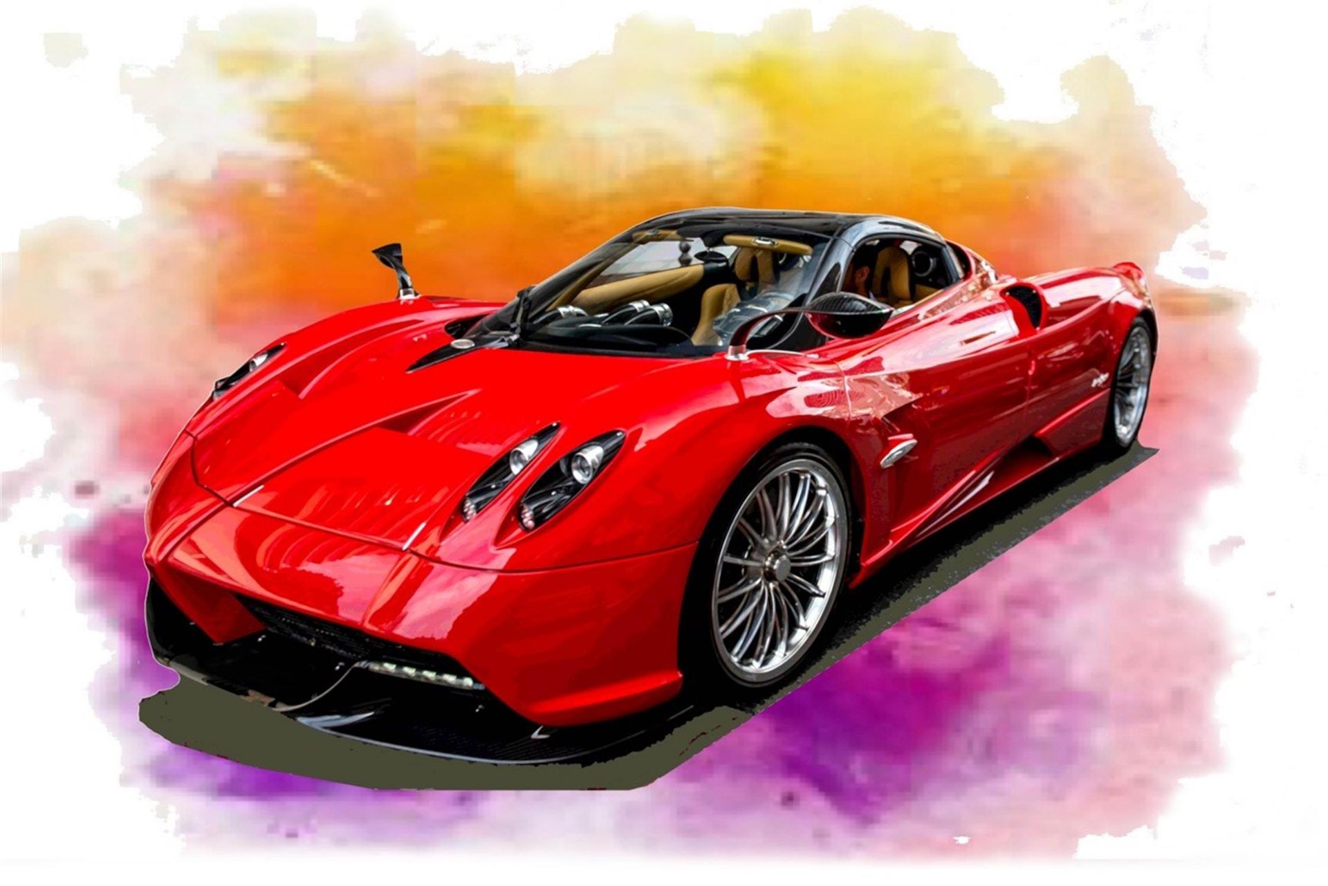 Pagani Huayara framed watercolour by Phillip Dutton-White